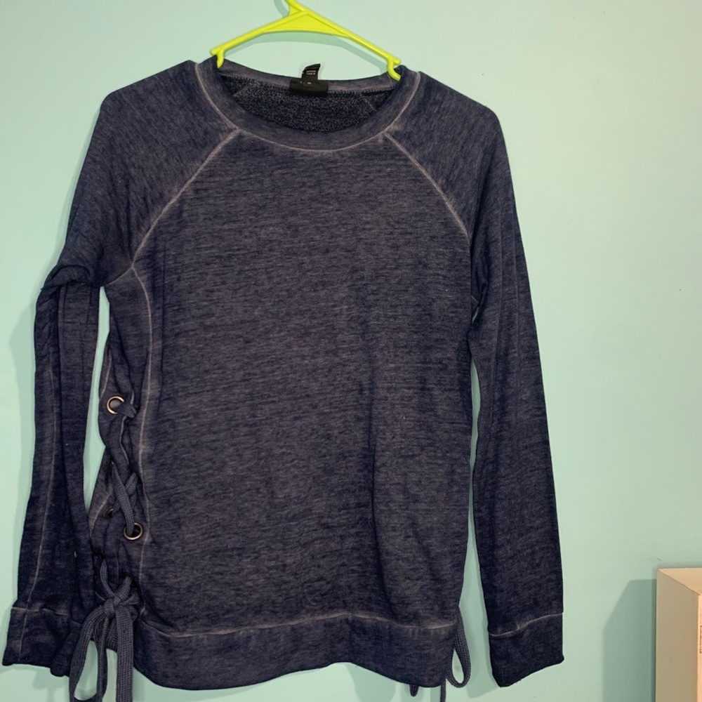 Juniors tie side Navy long sleeve